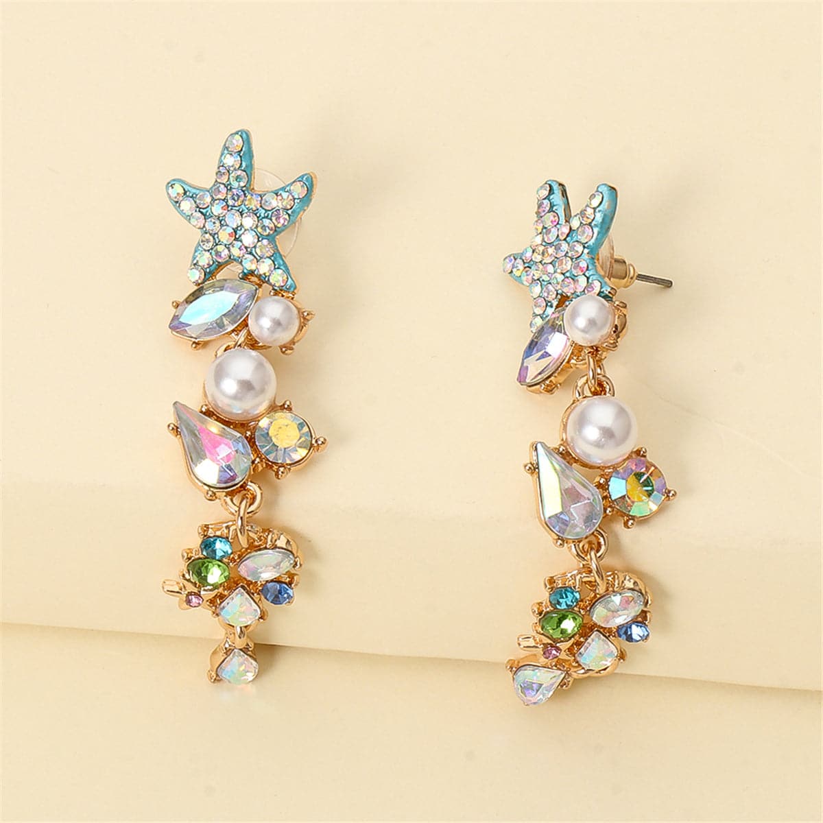 Crystal & Cubic Zirconia Starfish Drop Earrings