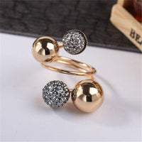 Gray & 18k Gold-Plated Adjustable Flower Ball Ring - streetregion