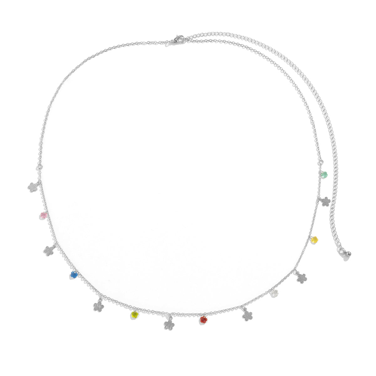 Cubic Zirconia & Silver-Plated Flower Waist Chain