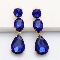 Blue Crystal & 18k Gold-Plated Teardrop Earring