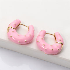 Pink Enamel & 18K Gold-Plated Huggie Earrings