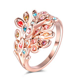 Cubic Zirconia & 18k Rose Gold-Plated Peacock Feather Ring - streetregion