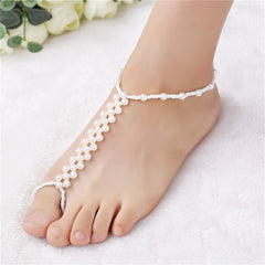 Pearl Ankle-To-Toe Ring Beaded Anklet
