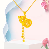 24K Gold-Plated Open Heart Gourd Pendant Necklace