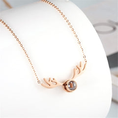 Crystal & 18K Rose Gold-Plated Antlers Pendant Necklace