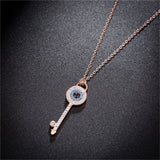 Cubic Zirconia & 18k Rose Gold-Plated Key Pendant Necklace