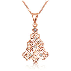Cubic Zirconia & 18K Rose Gold-Plated Filigree Tree Pendant Necklace