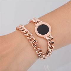 Black & 18K Rose Gold-Plated Chain Wrap Bracelet