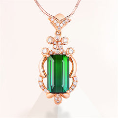 Green Crystal & Cubic Zirconia Floral Pendant Necklace