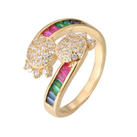 Rainbow Crystal & Cubic Zirconia Turtle Ring
