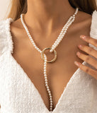 Pearl & 18k Gold-Plated Layered Lariat Necklace