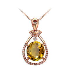 Yellow Cubic Zirconia & Crystal Teardrop Pendant Necklace