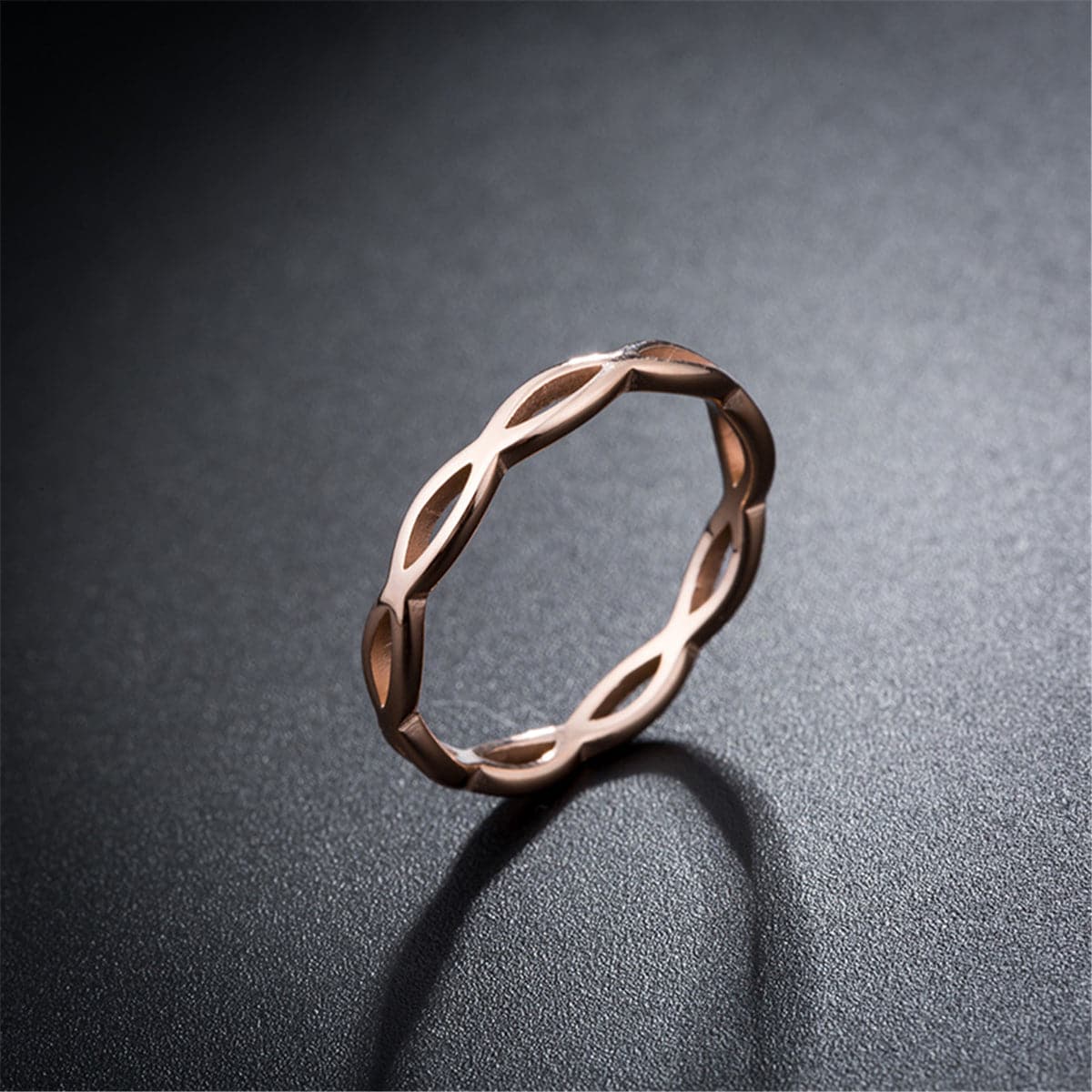 18K Rose Gold-Plated Crossed-Lines Band