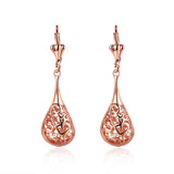 Rose Goldtone Long Drop Earrings - streetregion