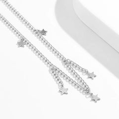 Silver-Plated Star Tassel Waist Chain