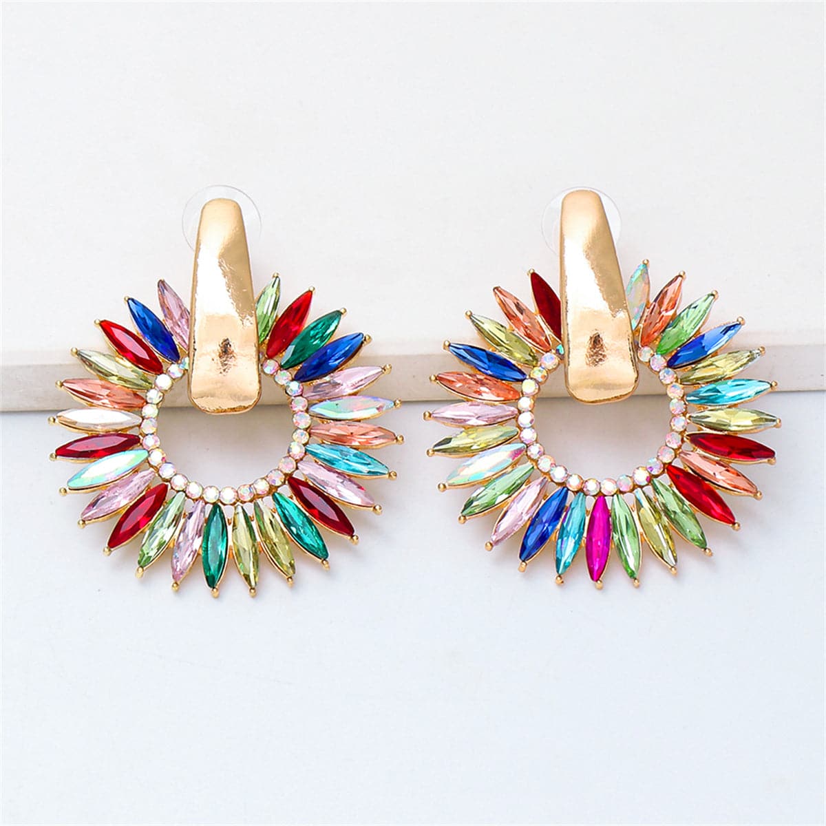Colored Crystal & Cubic Zirconia 18K Gold-Plated Sunflower Dangle Earring