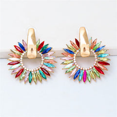 Colored Crystal & Cubic Zirconia 18K Gold-Plated Sunflower Dangle Earring