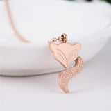 18k Rose Gold-Plated Frosted Fox Pendant Necklace - streetregion