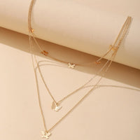 18K Gold-Plated Butterfly Station Layered Pendant Necklace