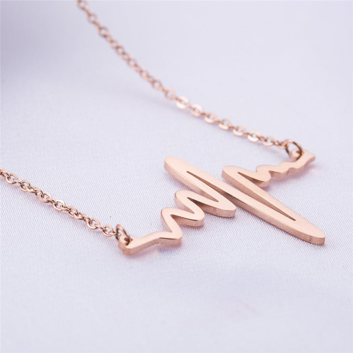 18K Rose Gold-Plated Heartbeat Pendant Necklace