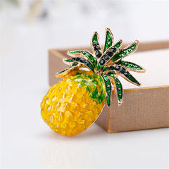 Yellow Cubic Zirconia & 18K Gold-Plated Pineapple Brooch