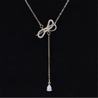 Crystal & Cubic Zirconia Bow Lariat Necklace
