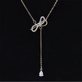 Crystal & Cubic Zirconia Bow Lariat Necklace