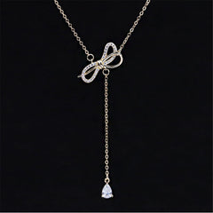 Crystal & Cubic Zirconia Bow Lariat Necklace