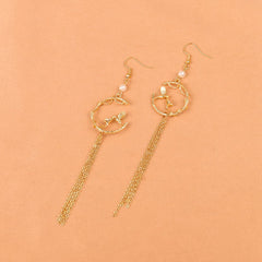 Pearl & 18K Gold-Plated Bird Tassel Drop Earrings