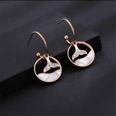 Cubic Zirconia & Rose Gold-Plated Whale Tail Drop Earrings