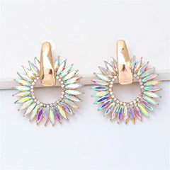 Light Colored Crystal & Cubic Zirconia 18K Gold-Plated Sunflower Dangle Earring