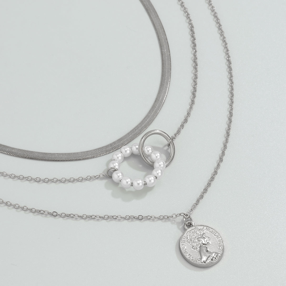 Pearl & Silver-Plated Pendant Necklace Set