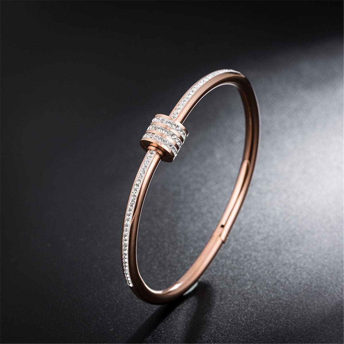 cubic zirconia & 18k Rose Gold-Plated Coil Bangle - streetregion