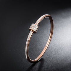 cubic zirconia & 18k Rose Gold-Plated Coil Bangle - streetregion