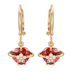 Red Crystal & Cubic Zirconia 18K Gold-Plated Heart Drop Earrings