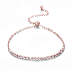 cubic zirconia & 18k Rose Gold-Plated Adjustable Link Bracelet - streetregion
