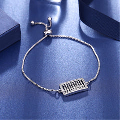 Cubic Zirconia & Silver-Plated Abacus Charm Adjustable Bracelet