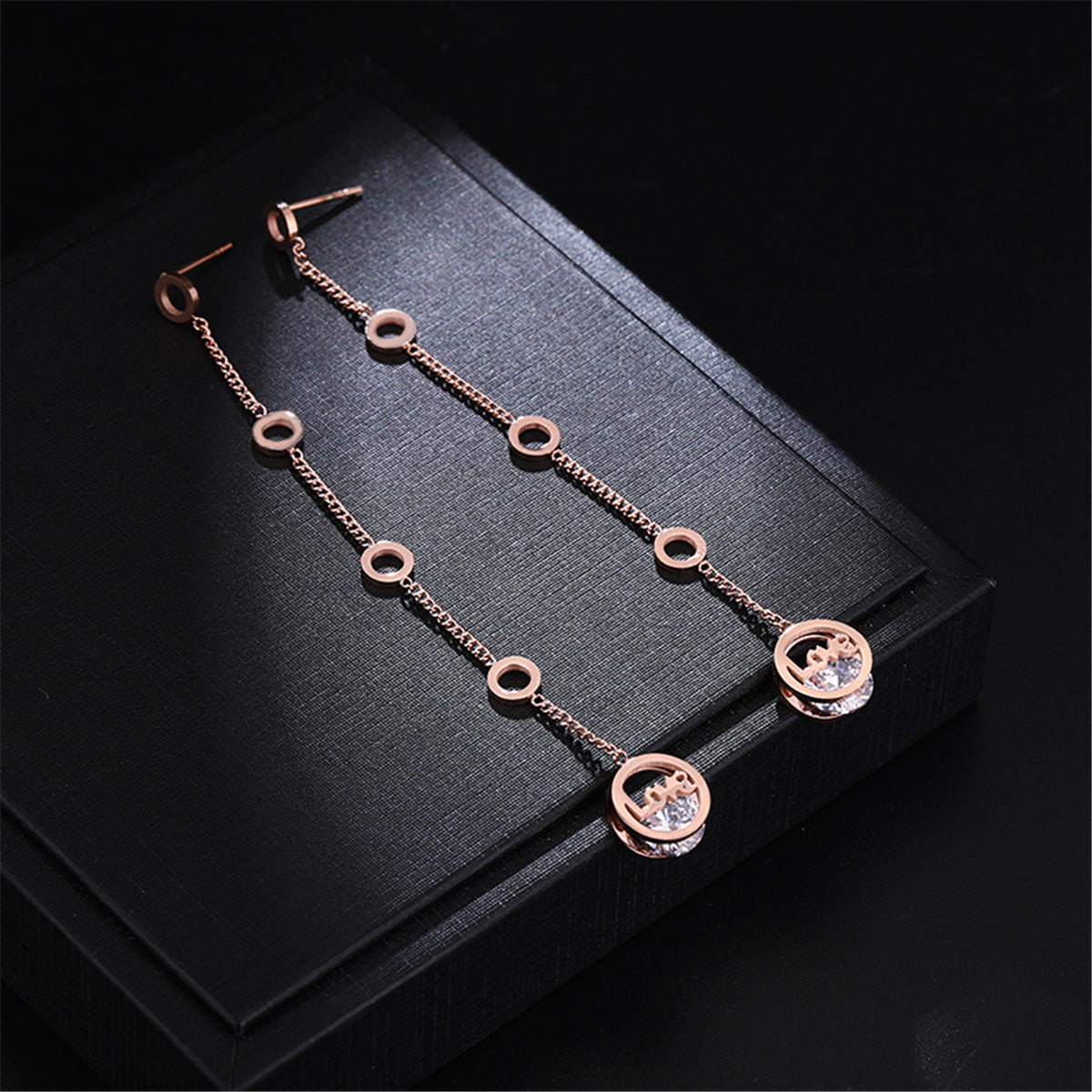 Cubic Zirconia & 18K Rose Gold-Plated 'Love' Drop Earrings