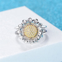 Cubic Zirconia & Two-Tone Sunflower Ring