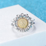 Cubic Zirconia & Two-Tone Sunflower Ring