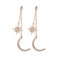 cubic zirconia & 18k Gold-Plated Hanging Moon Star Drop Earrings - streetregion