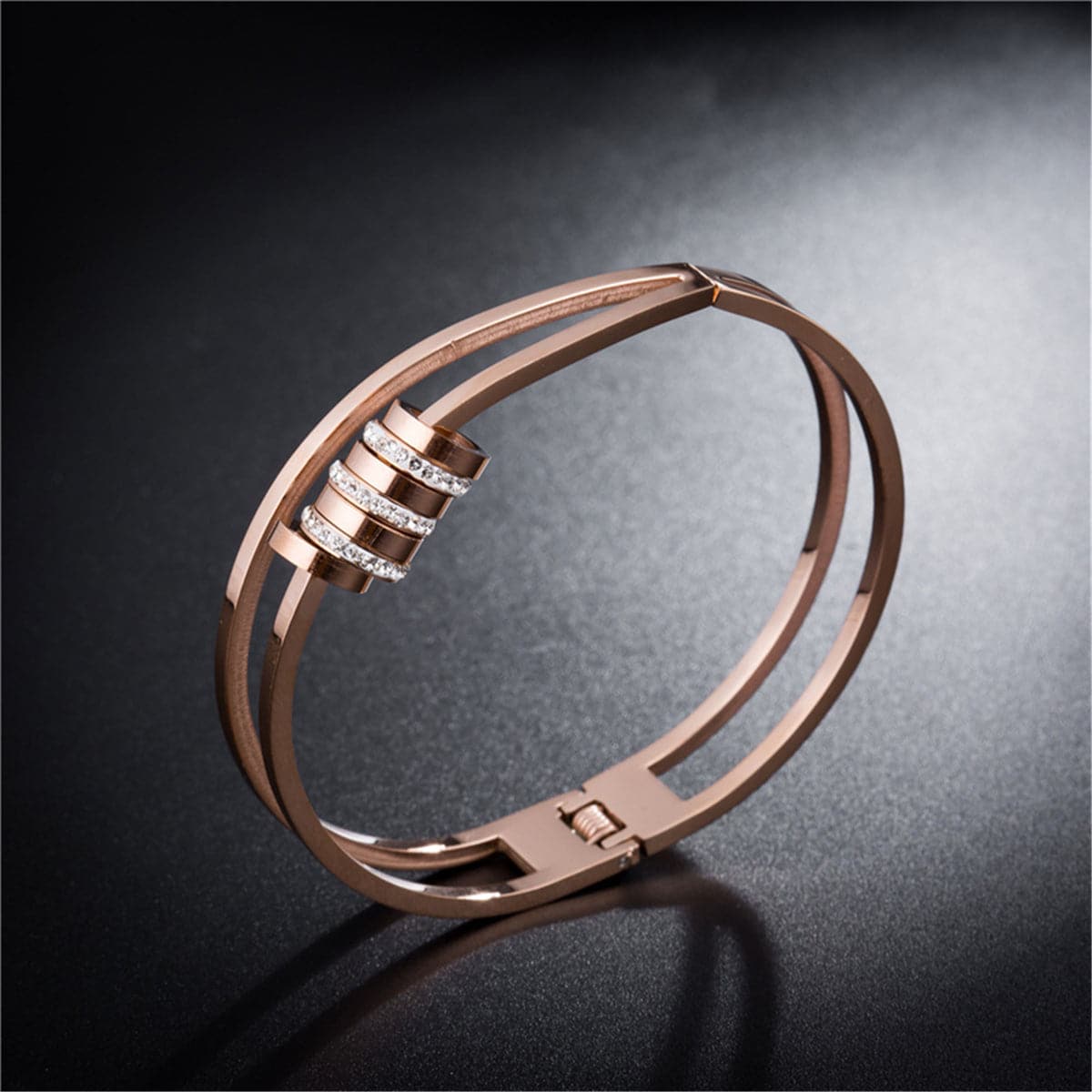 Cubic Zirconia & 18K Rose Gold-Plated Coil Bangle