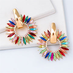 Colored Crystal & Cubic Zirconia 18K Gold-Plated Sunflower Dangle Earring