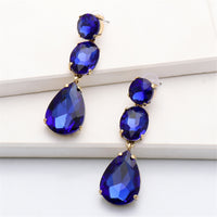 Blue Crystal & 18k Gold-Plated Teardrop Earring