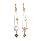 cubic zirconia & 18k Gold-Plated Moon & Star Drop Earrings - streetregion