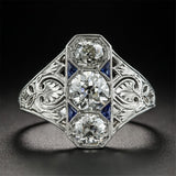 Blue Crystal & Fine Silver-Plated Eternity Ring - streetregion