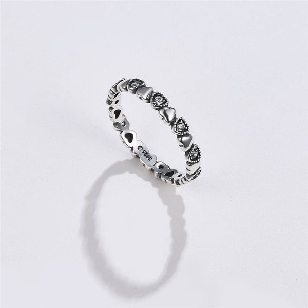 Cubic Zirconia & Sterling Silver Heart Band