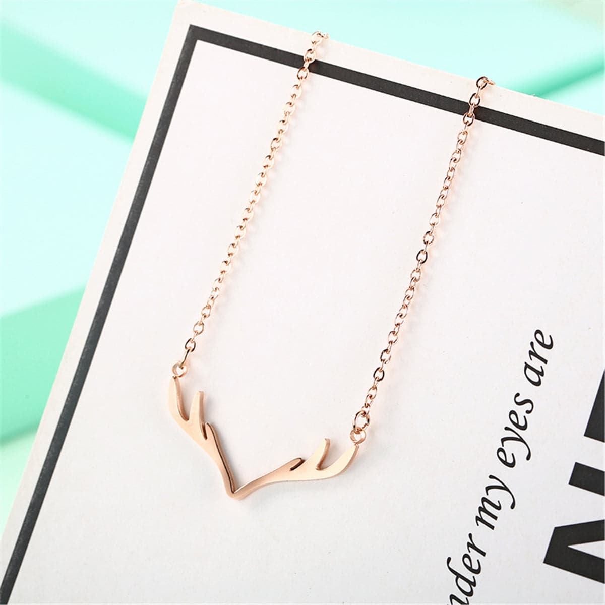 18K Rose Gold-Plated Antler Pendant Necklace