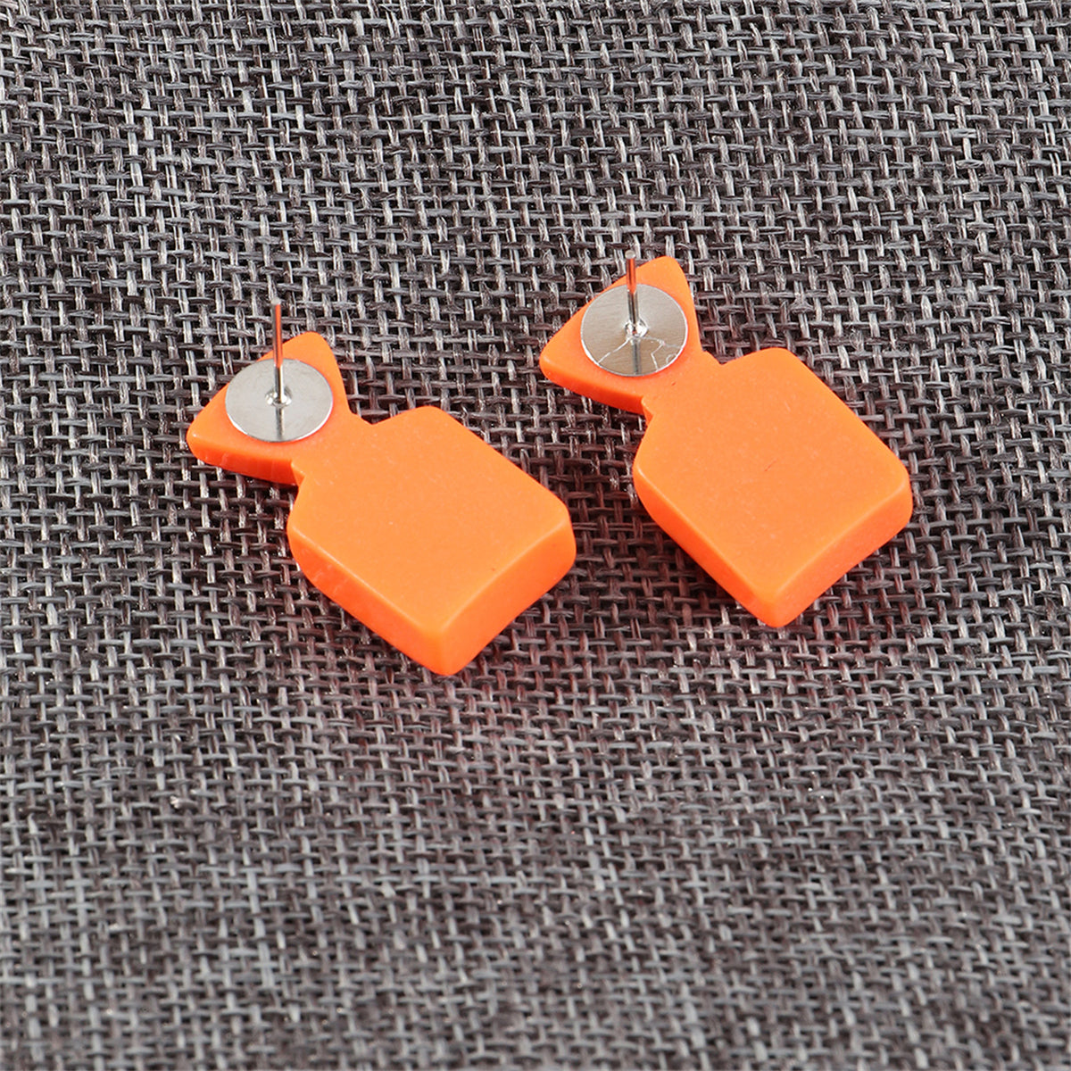 Orange and Silver-Plated Pumpkin Candy Stud Earrings, silver stud earrings for women, botanical inspired, side view