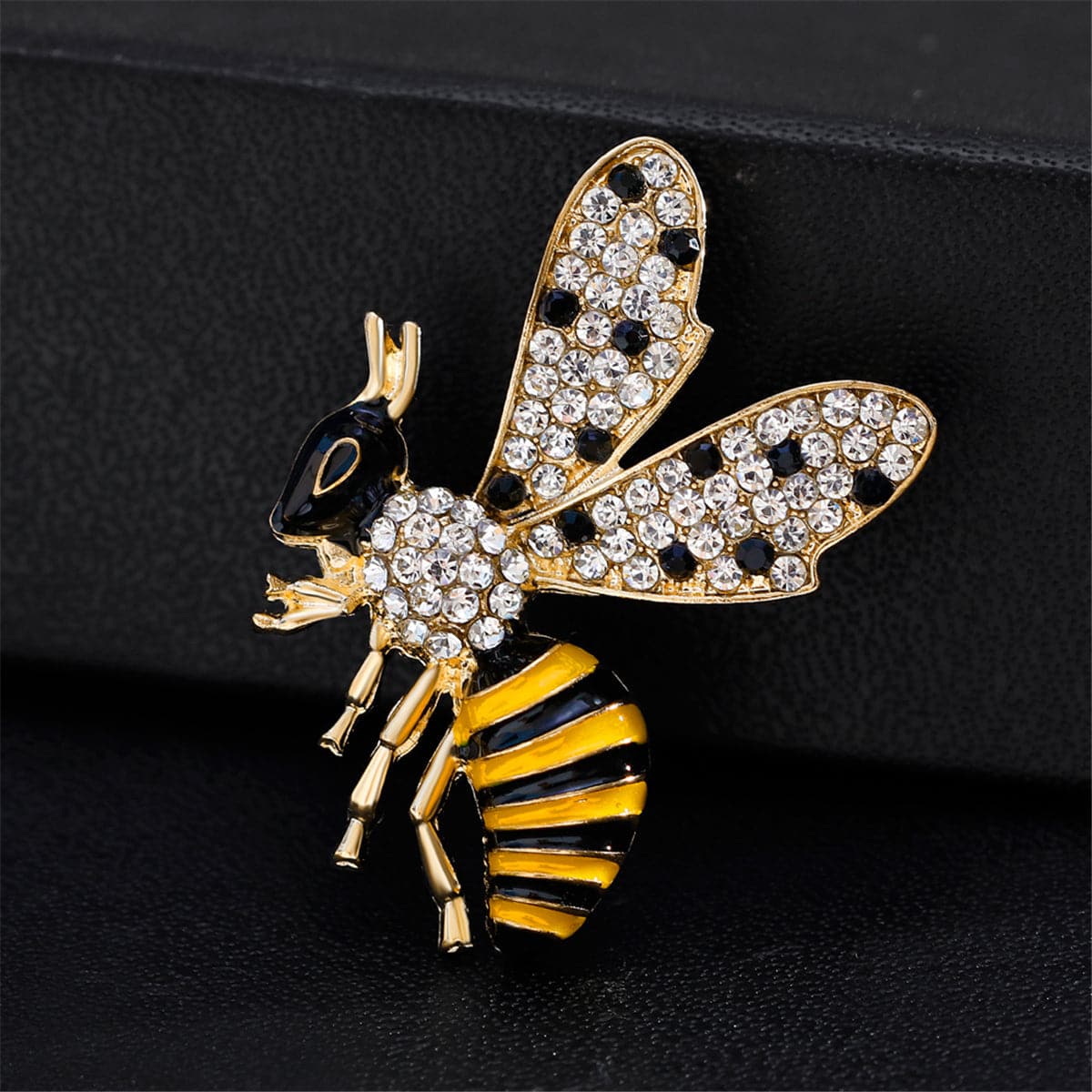 Cubic Zirconia & 18K Gold-Plated Bee Brooch